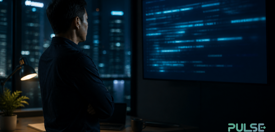Singapore business owner reviewing AI-readable website text on a monitor