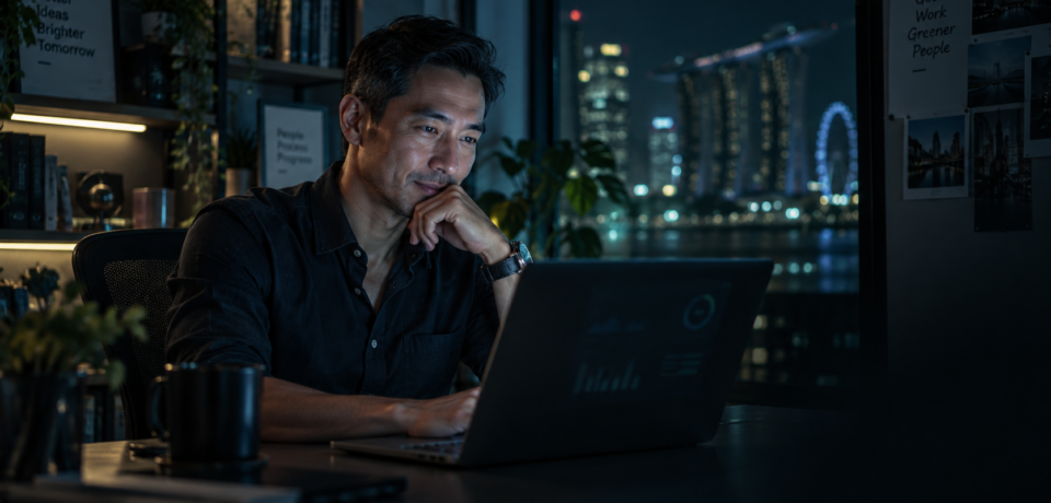 man sitting laptop