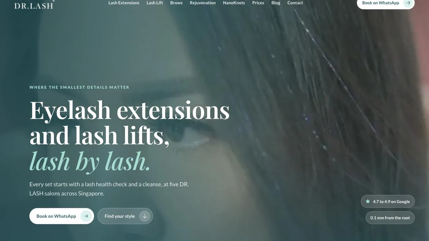 DR. LASH homepage hero in the 2026 redesign preview